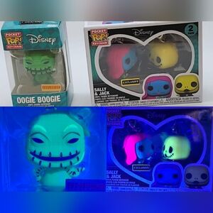 Funko Pocket Pop Keychain Blacklight Nightmare Before Christmas Oogie Jack Sally